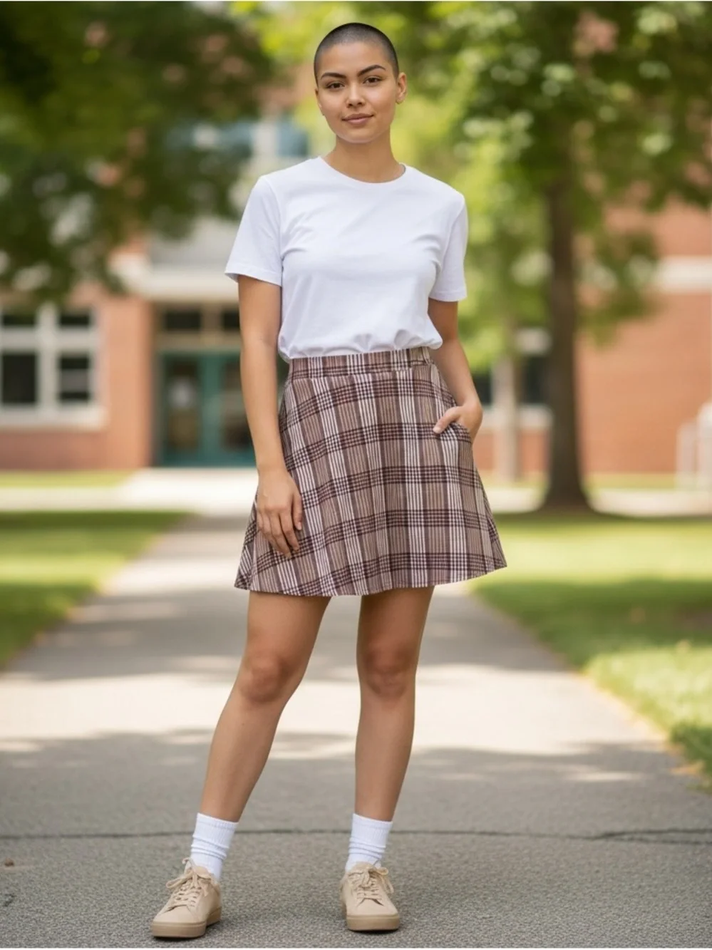 Urban Outfitters Plaid Skater School Girl mini Skirt Pink & Maroon size XS